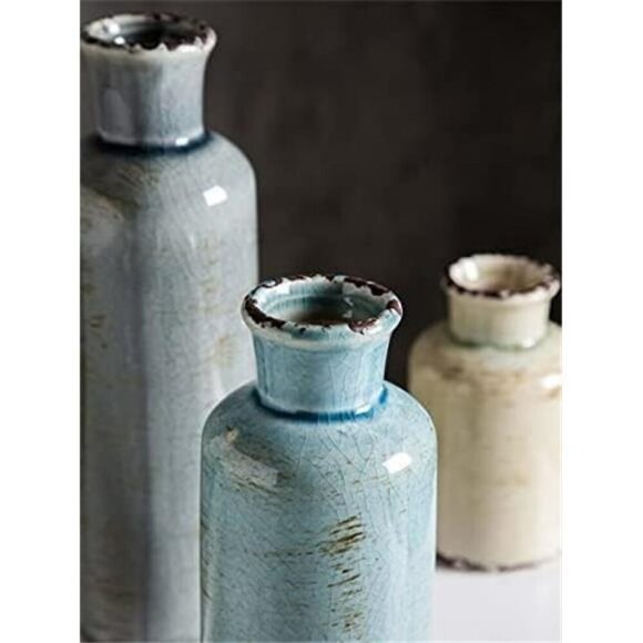 Ceramic Vase Set of 3 Modern Farmhouse Decor Table Centerpiece Shelf Display - Picture 6 of 7